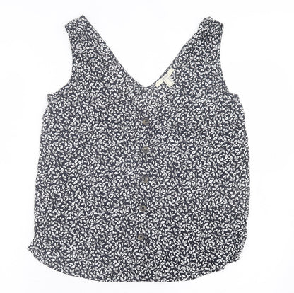 Esprit Womens Black Geometric Viscose Basic Tank Size 10 V-Neck