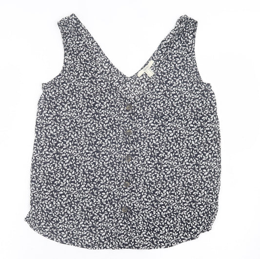 Esprit Womens Black Geometric Viscose Basic Tank Size 10 V-Neck