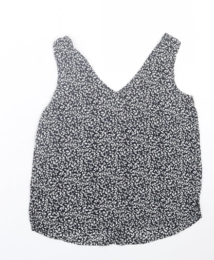 Esprit Womens Black Geometric Viscose Basic Tank Size 10 V-Neck