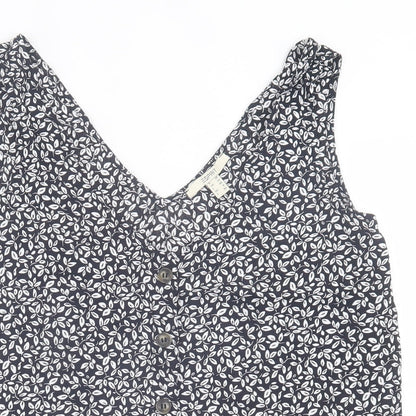 Esprit Womens Black Geometric Viscose Basic Tank Size 10 V-Neck