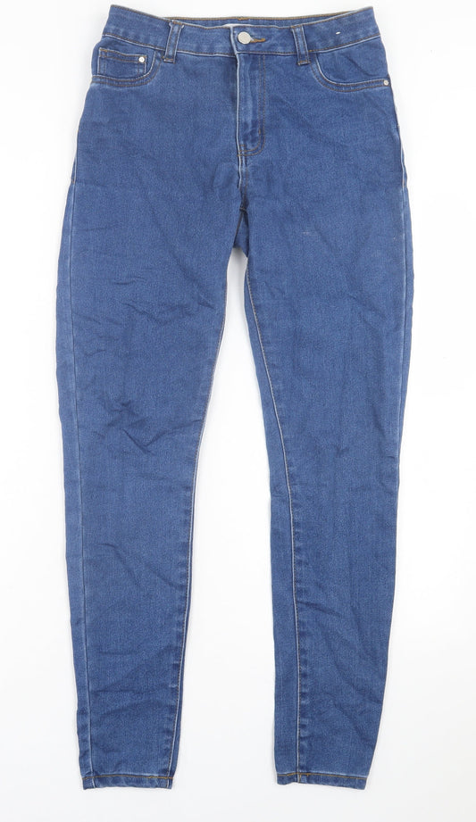 Denim & Co. Womens Blue  Cotton Skinny Jeans Size 10 L30 in Regular Button