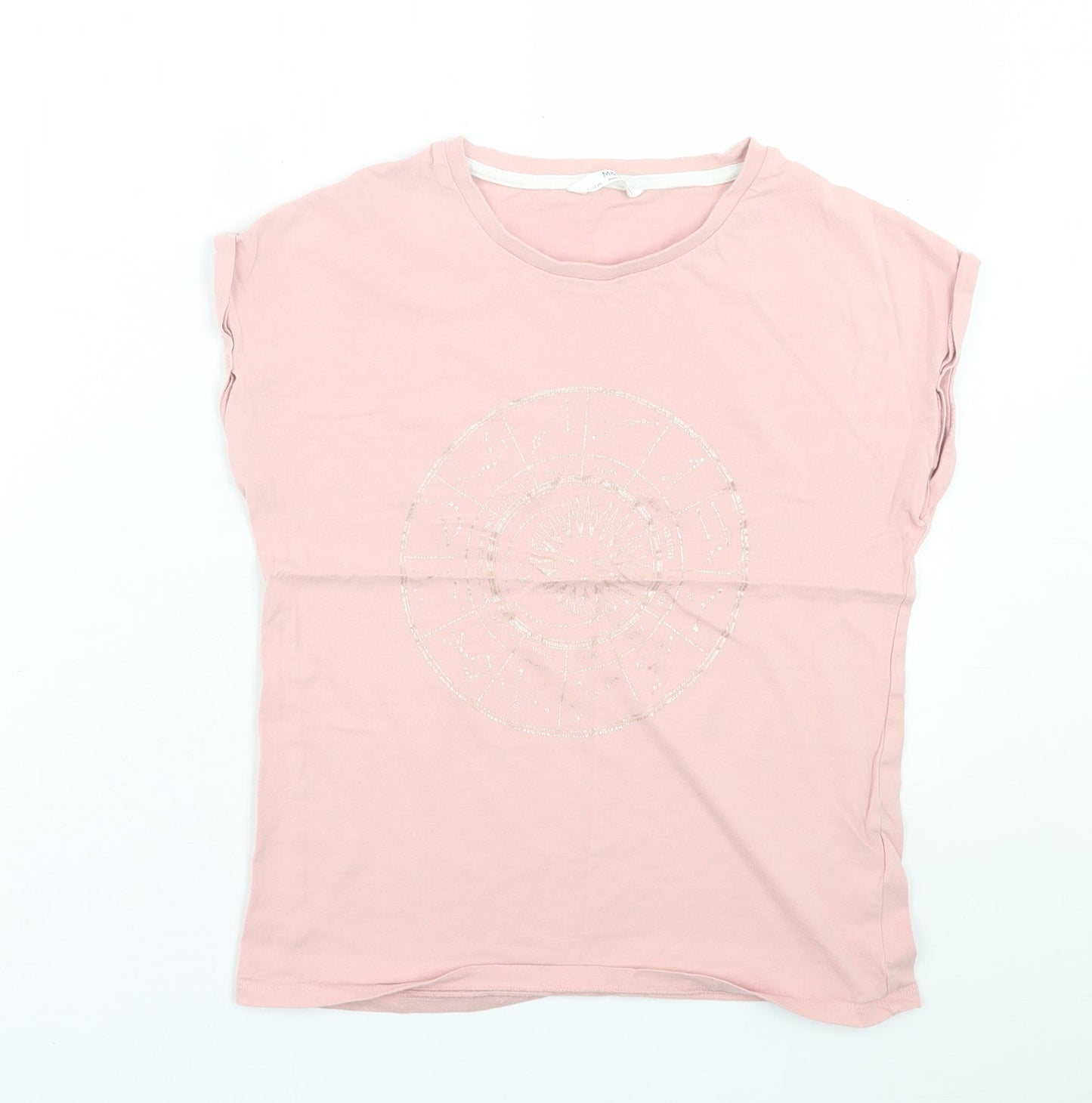 Marks and Spencer Girls Pink  Cotton Basic T-Shirt Size 11-12 Years Crew Neck Pullover