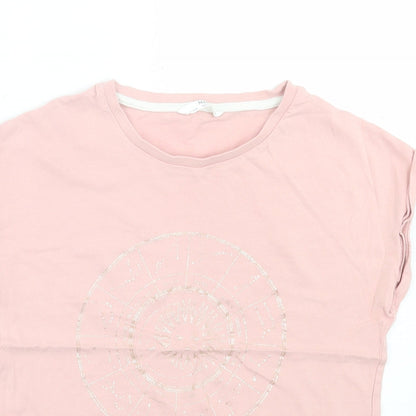 Marks and Spencer Girls Pink  Cotton Basic T-Shirt Size 11-12 Years Crew Neck Pullover