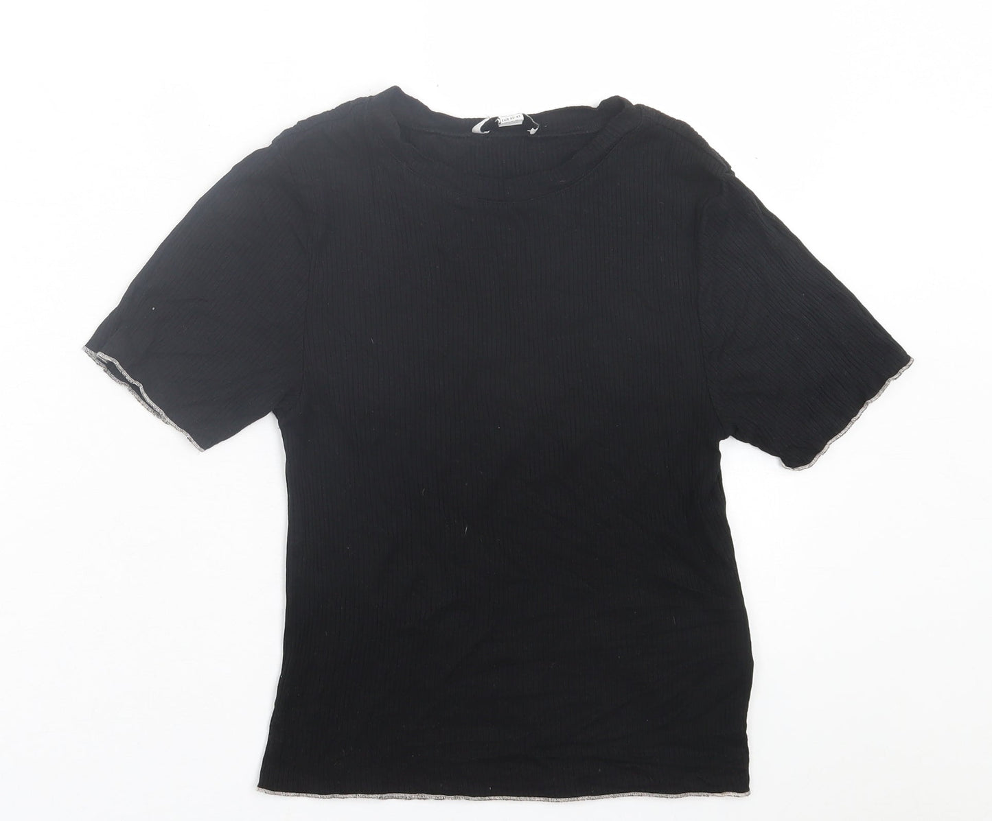 topshp Womens Black  Viscose Basic T-Shirt Size M Crew Neck