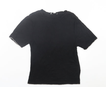 topshp Womens Black  Viscose Basic T-Shirt Size M Crew Neck