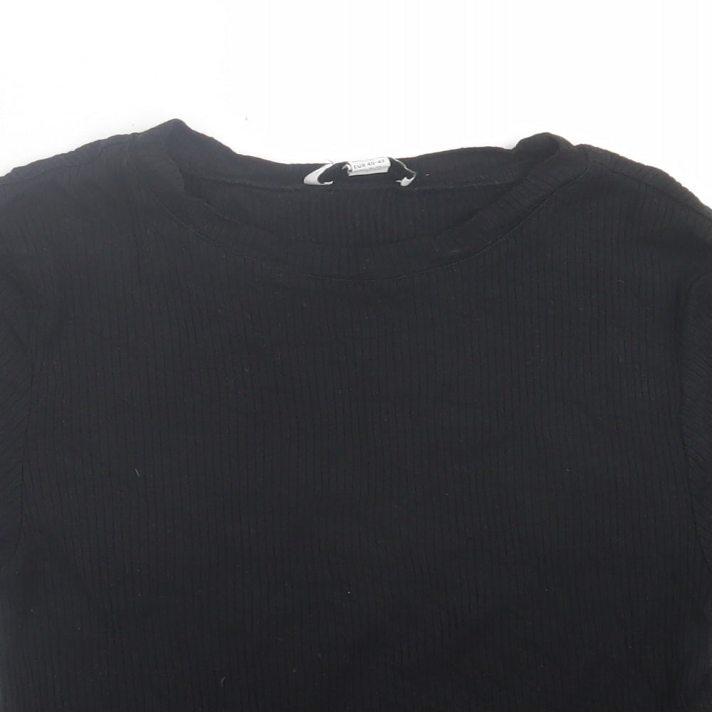 topshp Womens Black  Viscose Basic T-Shirt Size M Crew Neck