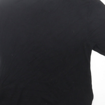 topshp Womens Black  Viscose Basic T-Shirt Size M Crew Neck