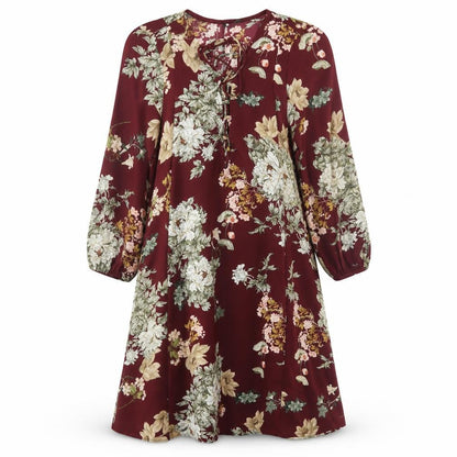 Stradivarius Womens Red Floral Polyester A-Line  Size S  V-Neck Pullover