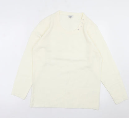 Womens UK Size L TEXT Ivory Pullover Jumper