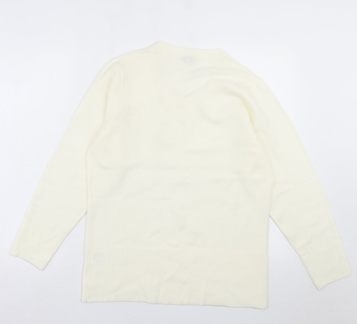Womens UK Size L TEXT Ivory Pullover Jumper