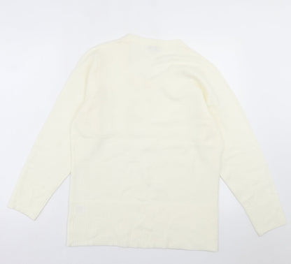 Womens UK Size L TEXT Ivory Pullover Jumper