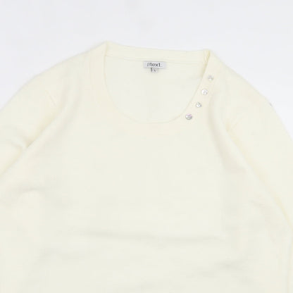 Womens UK Size L TEXT Ivory Pullover Jumper