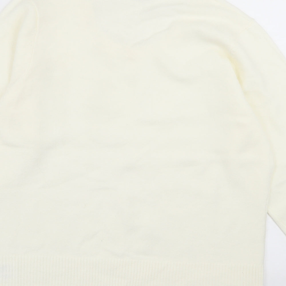 Womens UK Size L TEXT Ivory Pullover Jumper