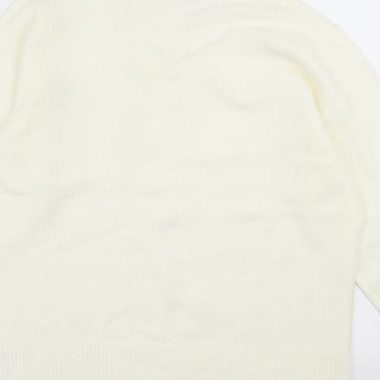 Womens UK Size L TEXT Ivory Pullover Jumper
