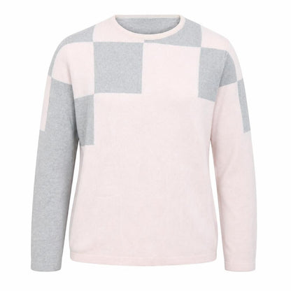 Parkes Womens Pink Round Neck Geometric Wool Pullover Jumper Size S