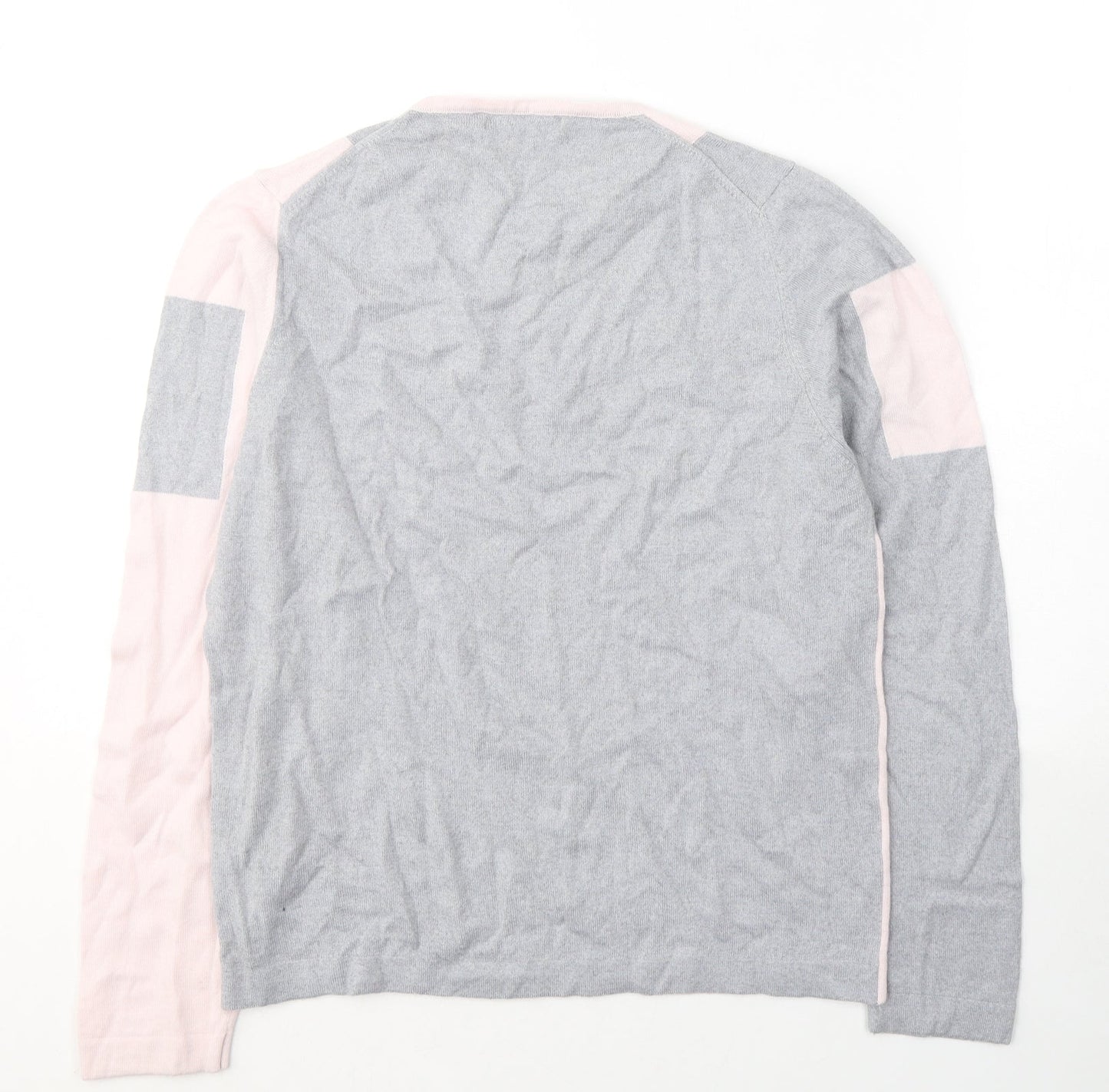 Parkes Womens Pink Round Neck Geometric Wool Pullover Jumper Size S