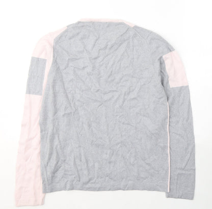 Parkes Womens Pink Round Neck Geometric Wool Pullover Jumper Size S