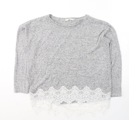 George Womens Grey Round Neck  Viscose Pullover Jumper Size 16