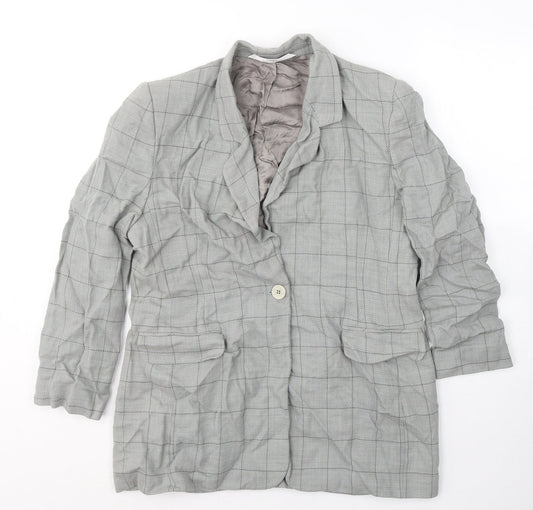 Marks and Spencer Womens Grey Geometric Wool Jacket Blazer Size 16