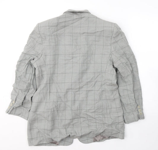 Marks and Spencer Womens Grey Geometric Wool Jacket Blazer Size 16