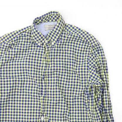 Mens UK Size S Mango Blue  Button-Up Long Sleeve Casual Shirt