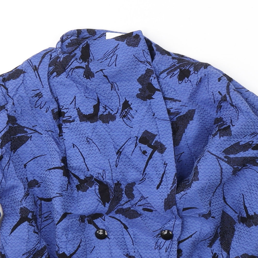 KohlHaas Womens Blue Geometric  Jacket Blazer Size 14  Button