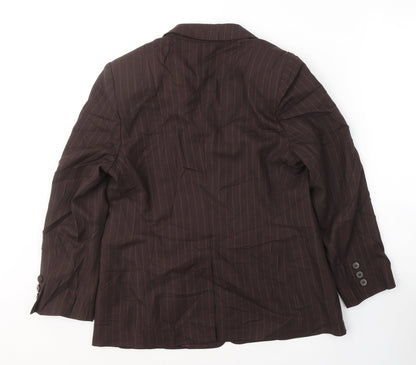Marks and Spencer Womens Brown Striped Wool Jacket Suit Jacket Size 12