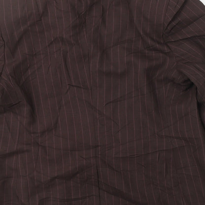 Marks and Spencer Womens Brown Striped Wool Jacket Suit Jacket Size 12