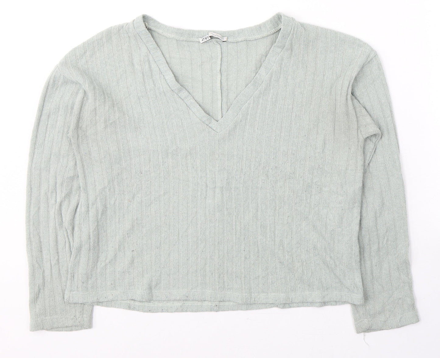 Womens UK Size S Zara Green Jersey T-Shirt