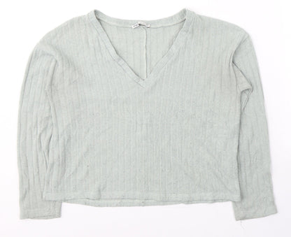 Womens UK Size S Zara Green Jersey T-Shirt