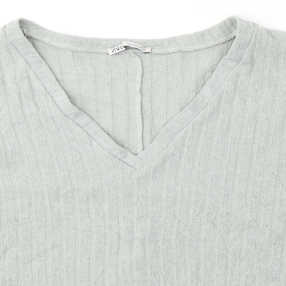 Womens UK Size S Zara Green Jersey T-Shirt