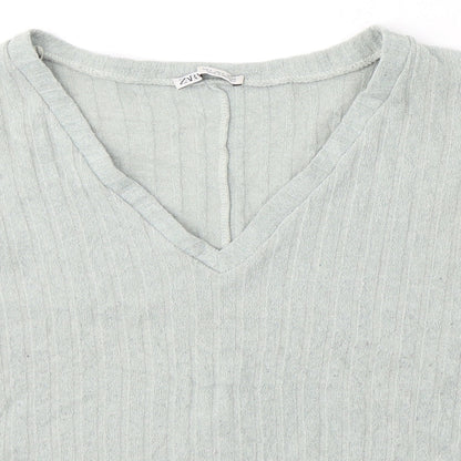 Womens UK Size S Zara Green Jersey T-Shirt