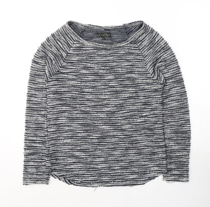 New Look Womens Blue Round Neck Striped Polyester Pullover Jumper Size 8