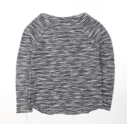 New Look Womens Blue Round Neck Striped Polyester Pullover Jumper Size 8