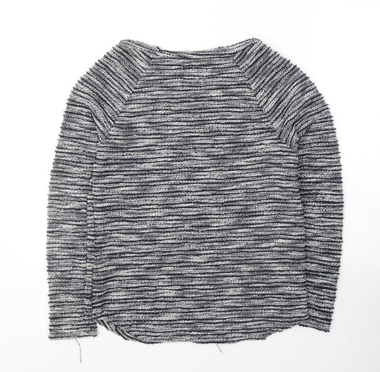 New Look Womens Blue Round Neck Striped Polyester Pullover Jumper Size 8