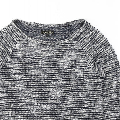 New Look Womens Blue Round Neck Striped Polyester Pullover Jumper Size 8