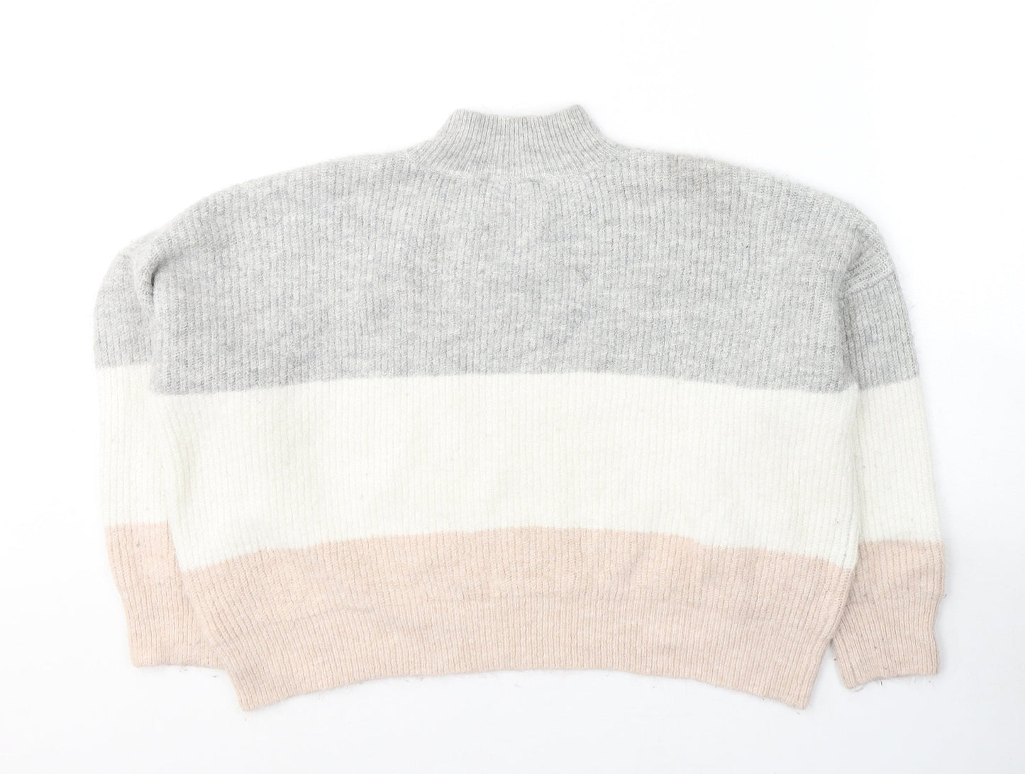 Primark Womens Multicoloured High Neck Striped Acrylic Pullover Jumper Size 14