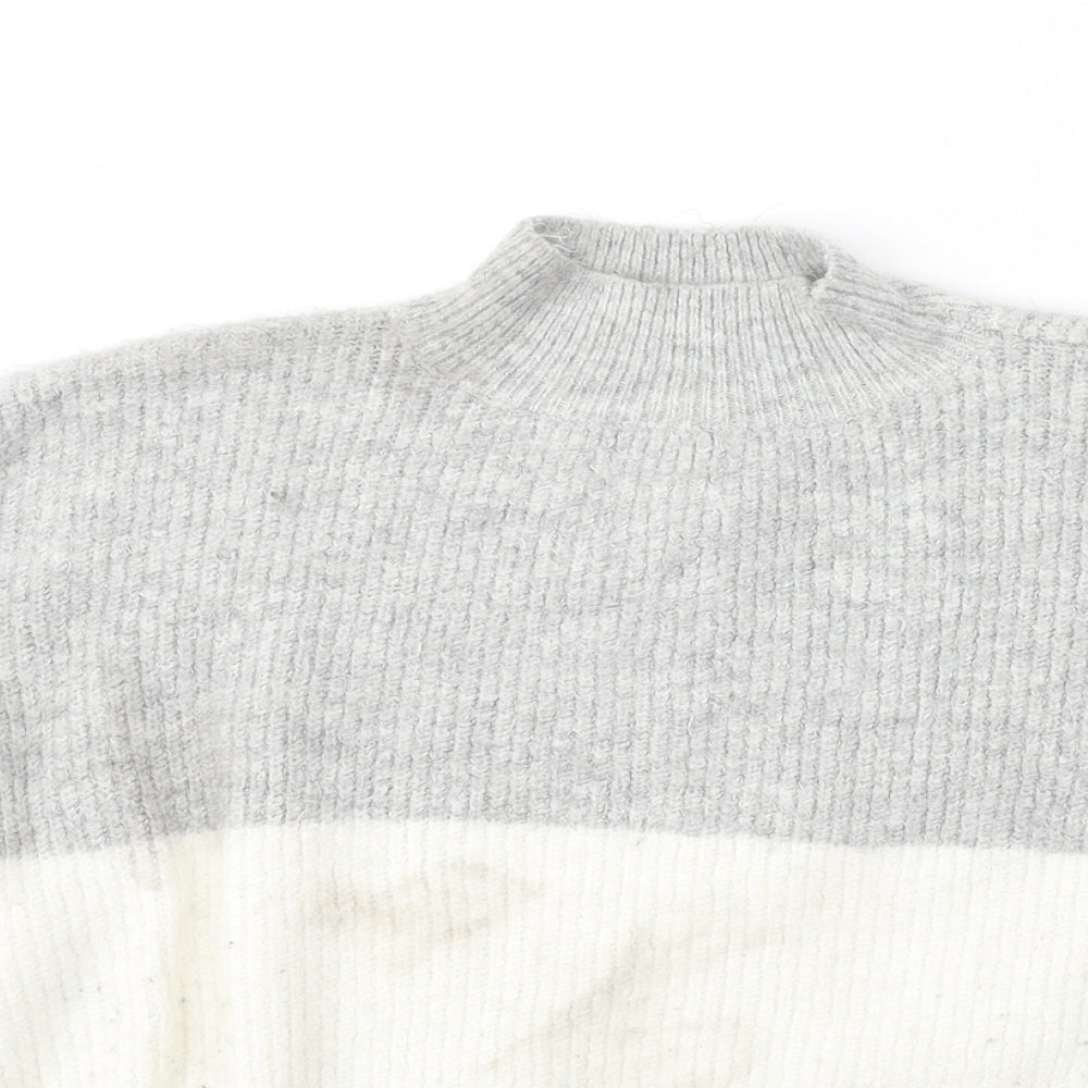 Primark Womens Multicoloured High Neck Striped Acrylic Pullover Jumper Size 14