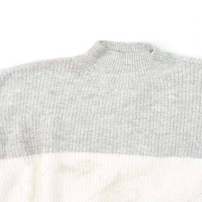 Primark Womens Multicoloured High Neck Striped Acrylic Pullover Jumper Size 14
