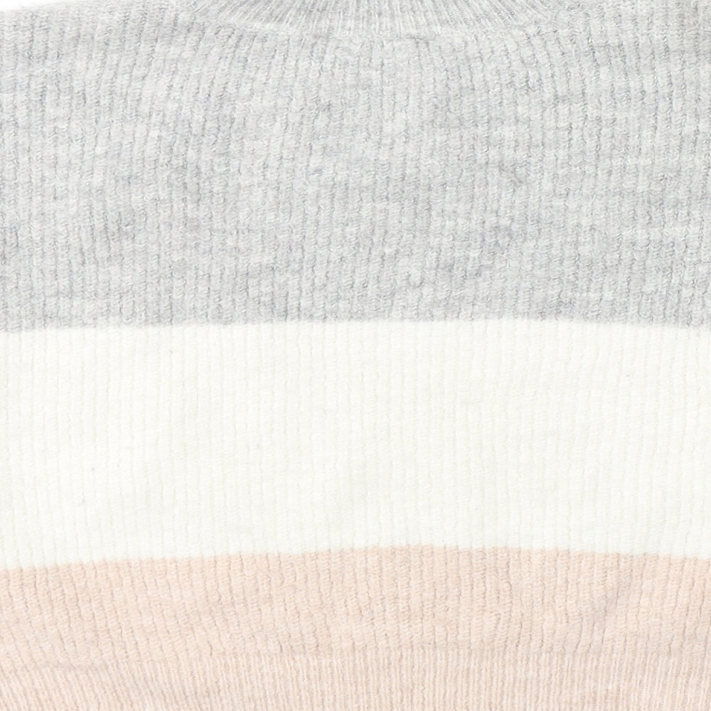 Primark Womens Multicoloured High Neck Striped Acrylic Pullover Jumper Size 14