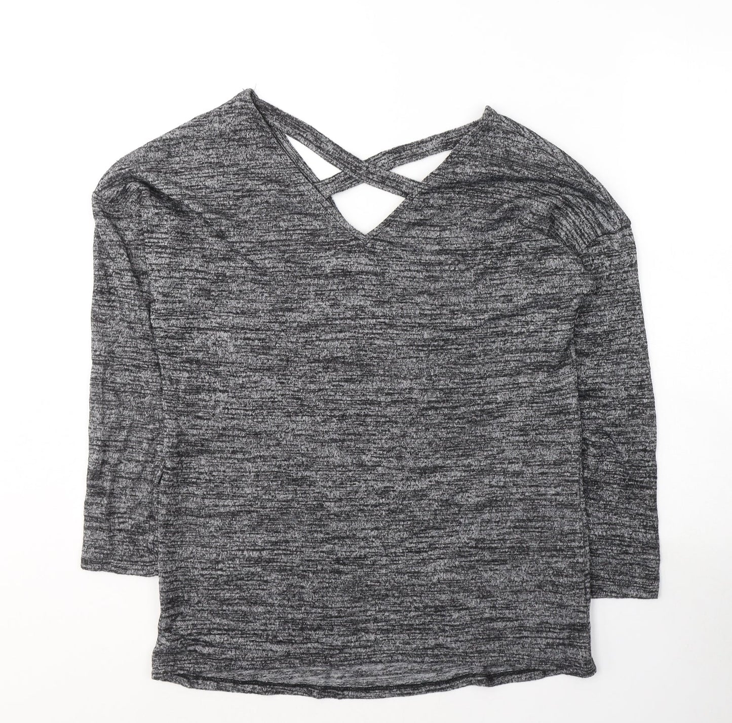 F&F Womens Grey V-Neck  Viscose Pullover Jumper Size 12