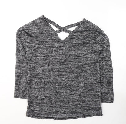 F&F Womens Grey V-Neck  Viscose Pullover Jumper Size 12