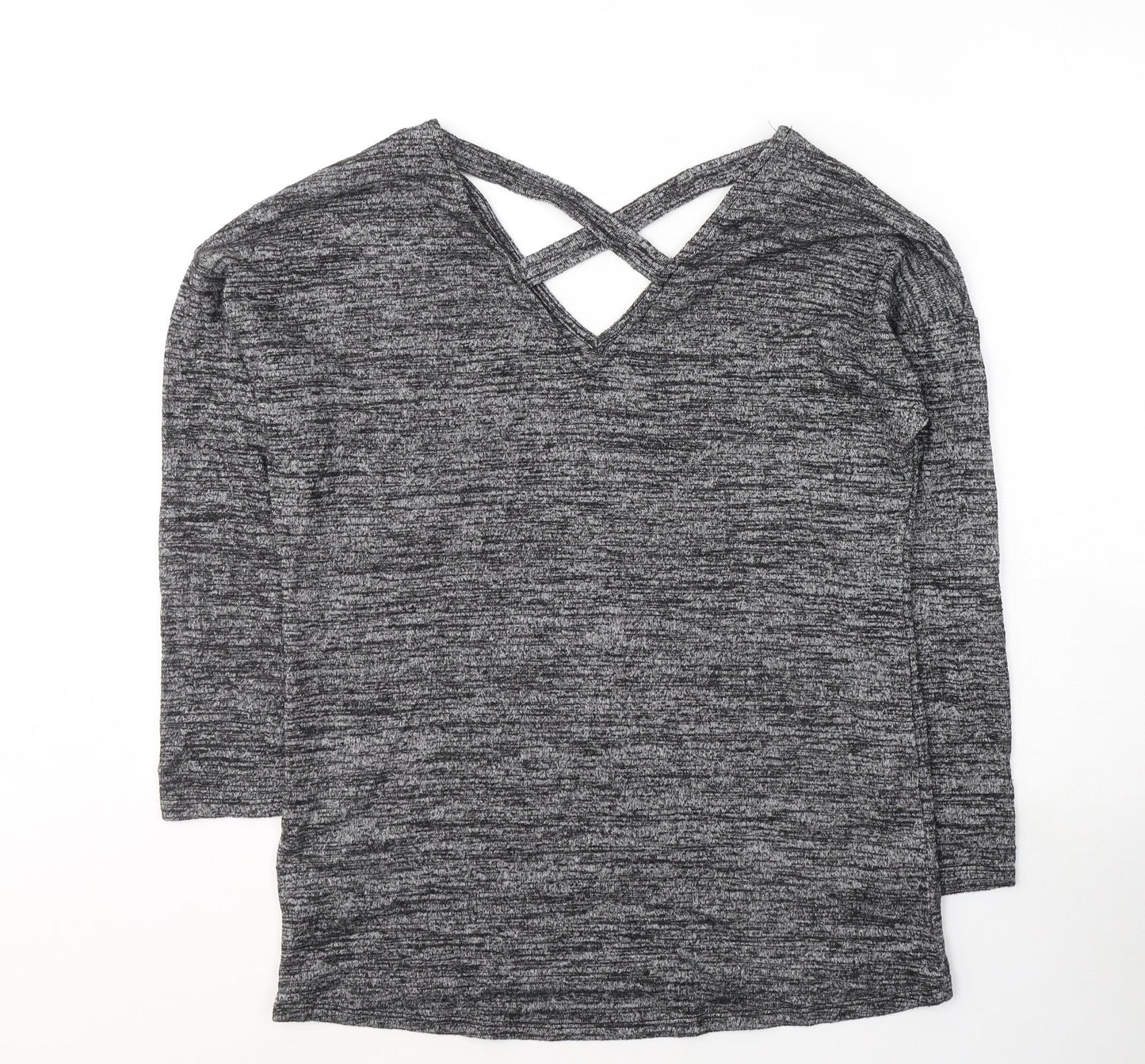 F&F Womens Grey V-Neck  Viscose Pullover Jumper Size 12