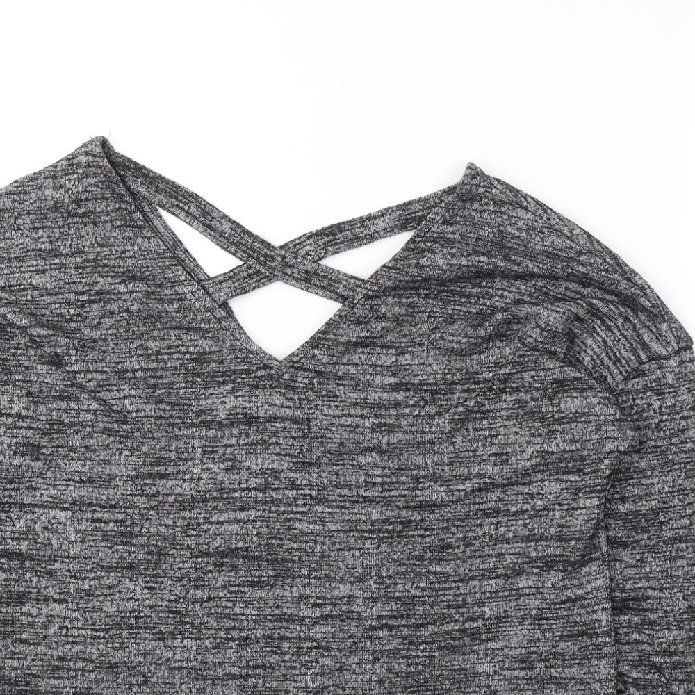 F&F Womens Grey V-Neck  Viscose Pullover Jumper Size 12