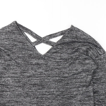 F&F Womens Grey V-Neck  Viscose Pullover Jumper Size 12