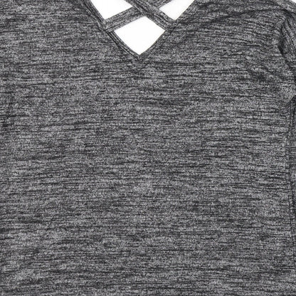 F&F Womens Grey V-Neck  Viscose Pullover Jumper Size 12