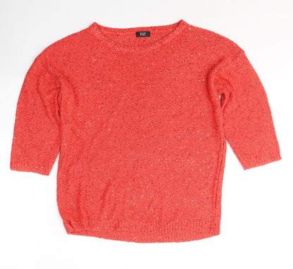 F&F Womens Red Round Neck  Acrylic Pullover Jumper Size M