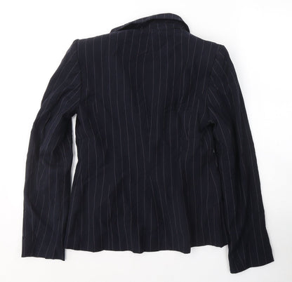J.Taylor Womens Black Striped  Jacket Blazer Size 10  Button