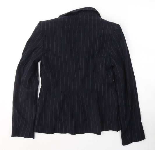 J.Taylor Womens Black Striped  Jacket Blazer Size 10  Button