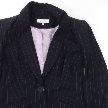 J.Taylor Womens Black Striped  Jacket Blazer Size 10  Button